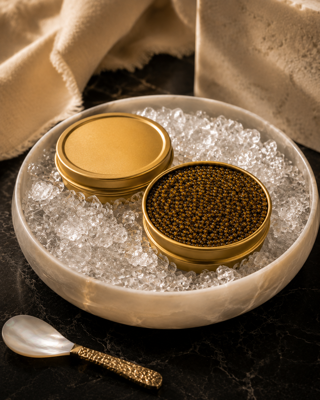 Conservation du caviar Kviar sur glace