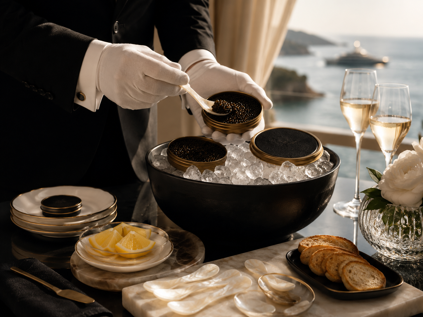 Service professionnel de caviar Kviar pour yachts et Riviera